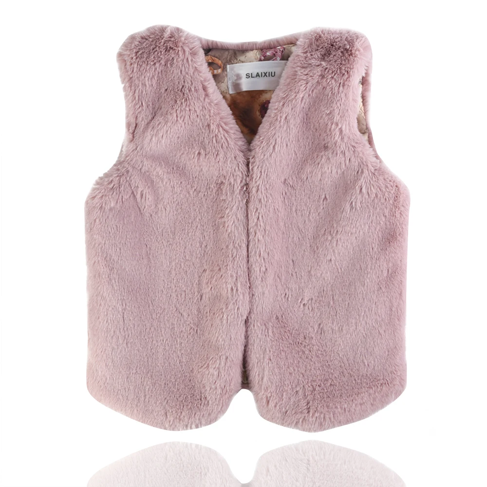 

Faux Fur Coat Girls Vest Kids Waistcoats Baby Vests Colete infantil Children's Sleeveless Jacket Outerwear Autumn&Winter Cloth