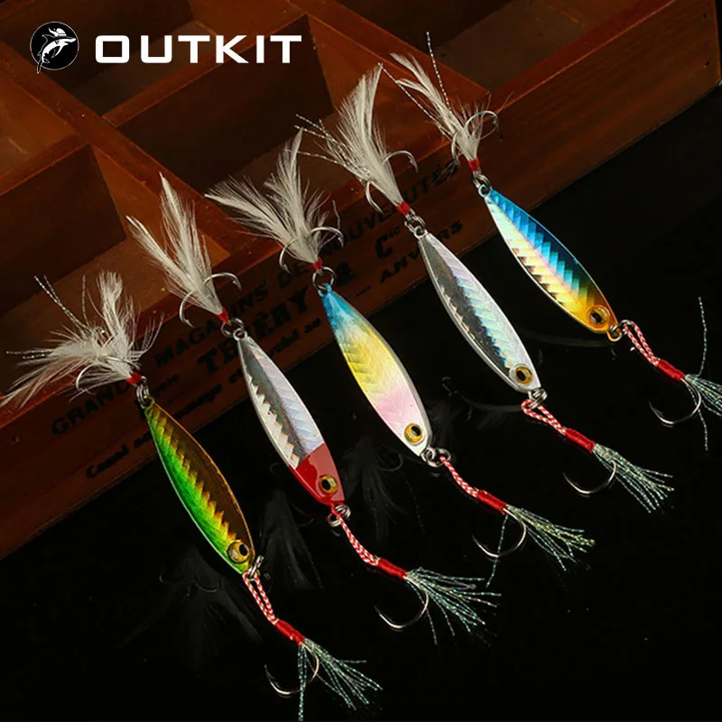

OUTKIT 7g10g15g20g30g Fishing Spoon Spinnerbait Metal Casting Jigging Lure With Two Hooks Fishing Tackle Lead pesca Wobbler