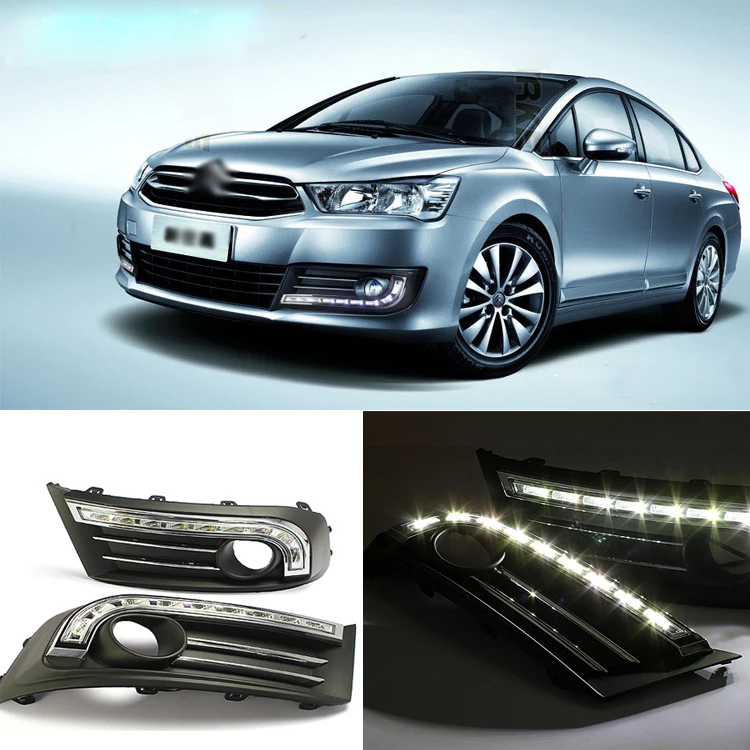 

Ownsun Brand New Updated LED Daytime Running Lights DRL With Black Fog Light Cover For Citroen C-QUATRE 2012