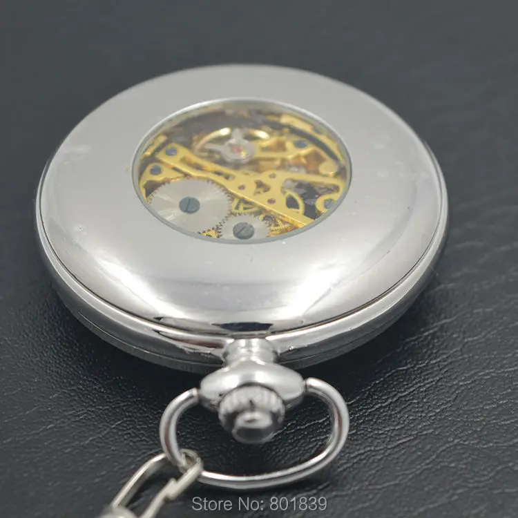 Модные серебряные мужские карманные часы с вырезами синие римские цифры персонализированные Механические карманные часы