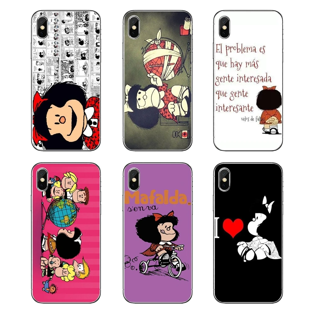 

For Xiaomi Mi A1 A2 5X 6X 8 lite SE Pro Max Mix 2 2S 3 Mi5 Mi5S Transparent Soft Cases Covers Cartoon Mafalda Girl Pattern Art