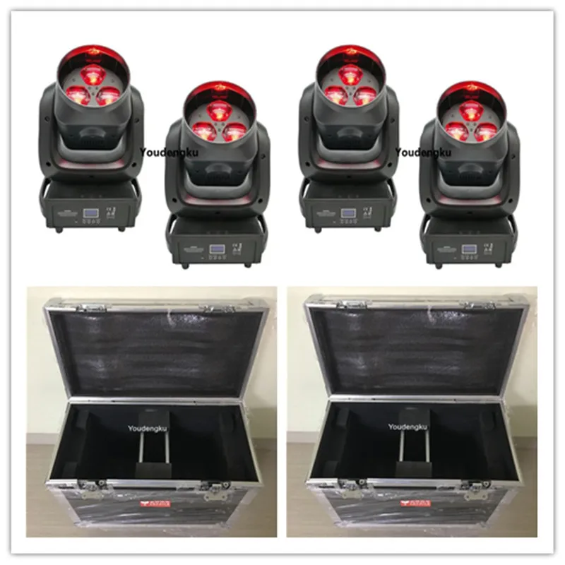 4 pieces with flightcase Bee eye zoom led moving head wash 3x40W 4 in1 led mini rotating moving head stage light mixer