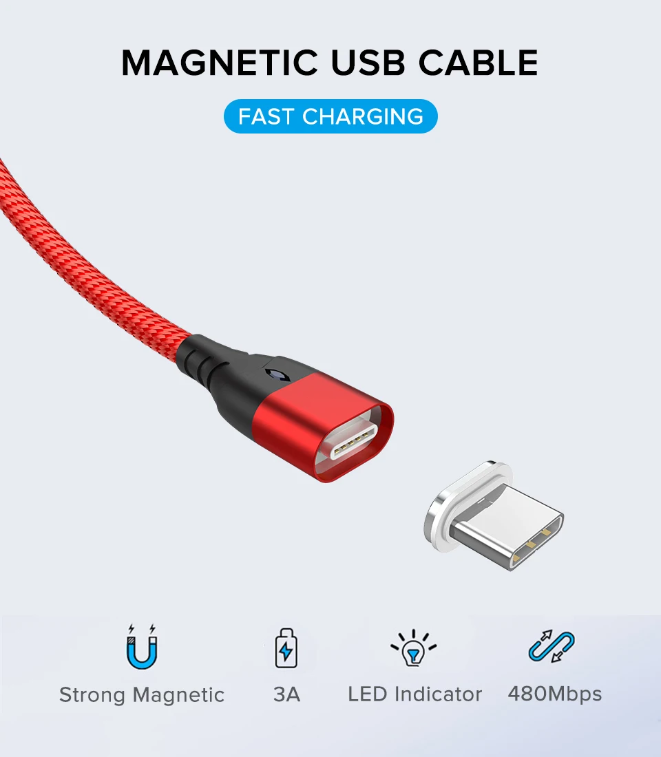 Кабель usb type-C 1 м 2 м нейлоновый Магнитный микро-провод 3 а кабель для быстрой зарядки type-C для мобильного телефона samsung Xiaomi huawei Kable