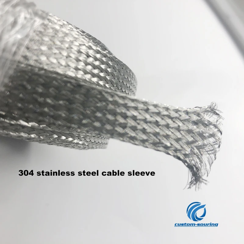 10M waterproof cable sleeve braided 2-18m silver Snakeskin mesh Wire Protecting 304 stainless steel cable sleeve Metal sheath