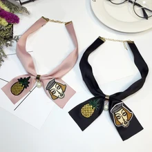 Женский вышитый маленький шарф с фальшивым воротником бабочка с жемчужиной украшение модная лента Универсальный Поддельный Воротник Маленький шарф