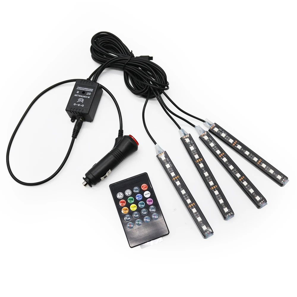  MODERN CAR RGB LED DRL Strip Light Car Interior Decorative Lights Automobile Atmosphere Lamp Remote - 32907648414