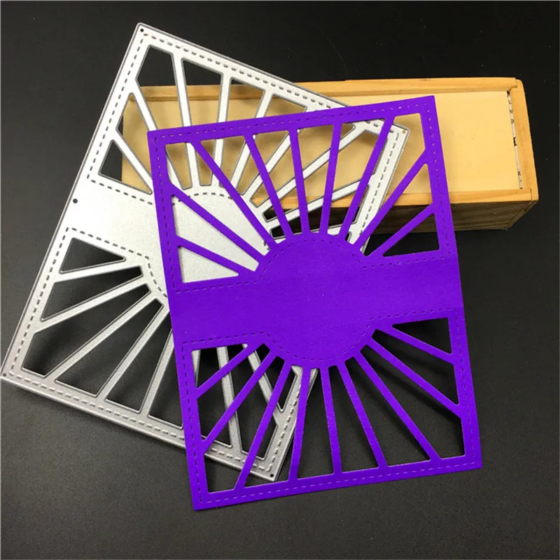 

YaMinSanNiO Rectangle Sunshine Frame Metal Cutting Dies Stencils for Scrapbooking Paper Card Decor Craft Dies Embossing