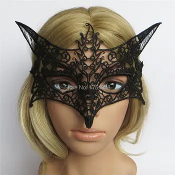 

Free Shipping black lace mask fancy dress ball party masks Sexy Halloween Masquerade Sexy Lady Fox Mask costume ball masks