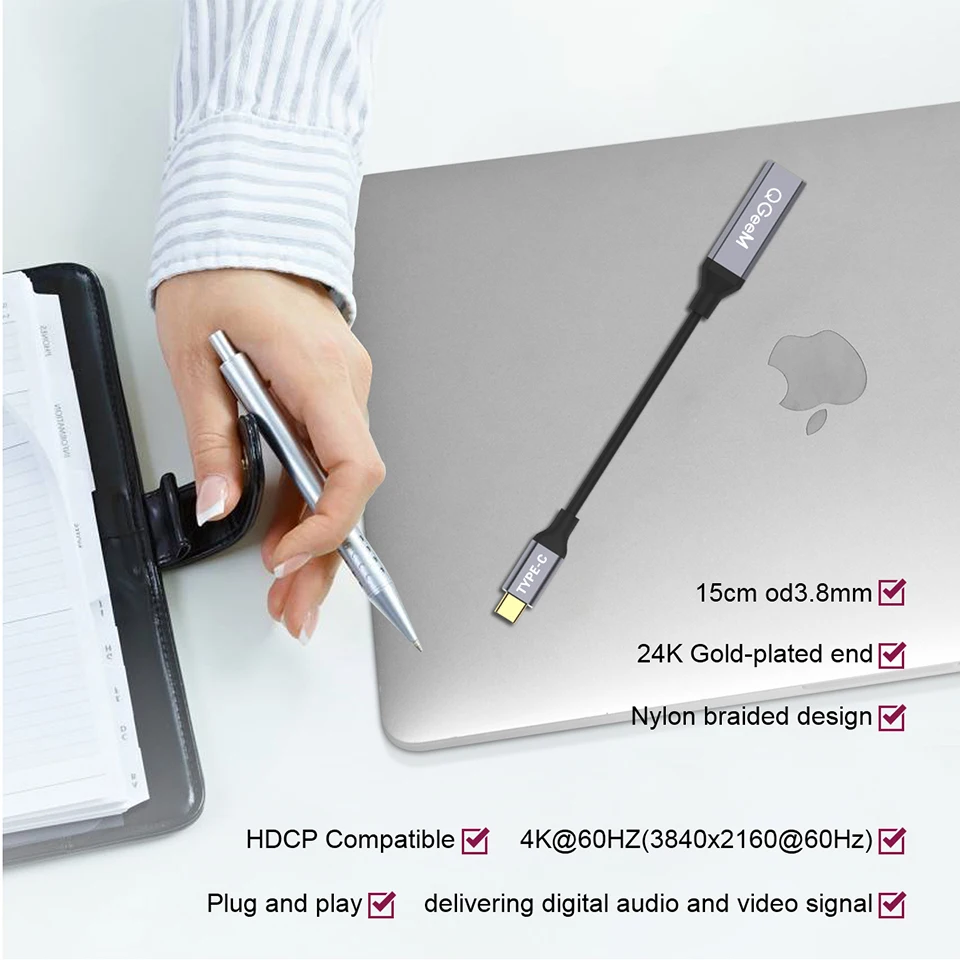 QGeeM USB C Ÿ 3.1-̴ DP  ̺ , 4K 60HZ HDTV USB C ̴ DP , ƺ, ȭ Ʈ 10, Ｚ S8 