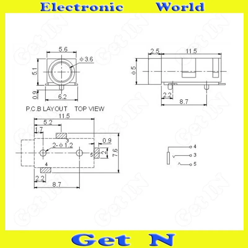 Free shipping 500PCS 3F07 plastic seat head binaural headset 3 5 audio jack headphone jack 3 5MM 5 feet five feet