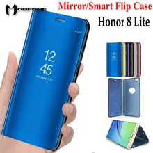 For Huawei Honor 8 Lite Mirror Flip Stand Luxury Plastic Leather Case For Huawei Honor 8 Lite 5.2inch 360 Full Protective Cover