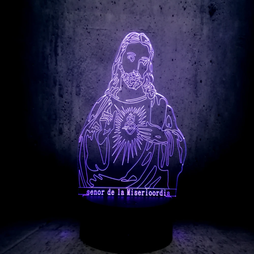 3D светодиодный настольный USB ночник светильник Jesus Christ Yeah 7 цветов сменная