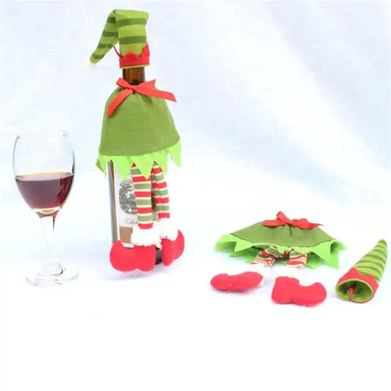 1Set Wine Hold Bottle Cover Decoration Home Party Christmas Elf Wine Bag 2018 #2N4 (8)