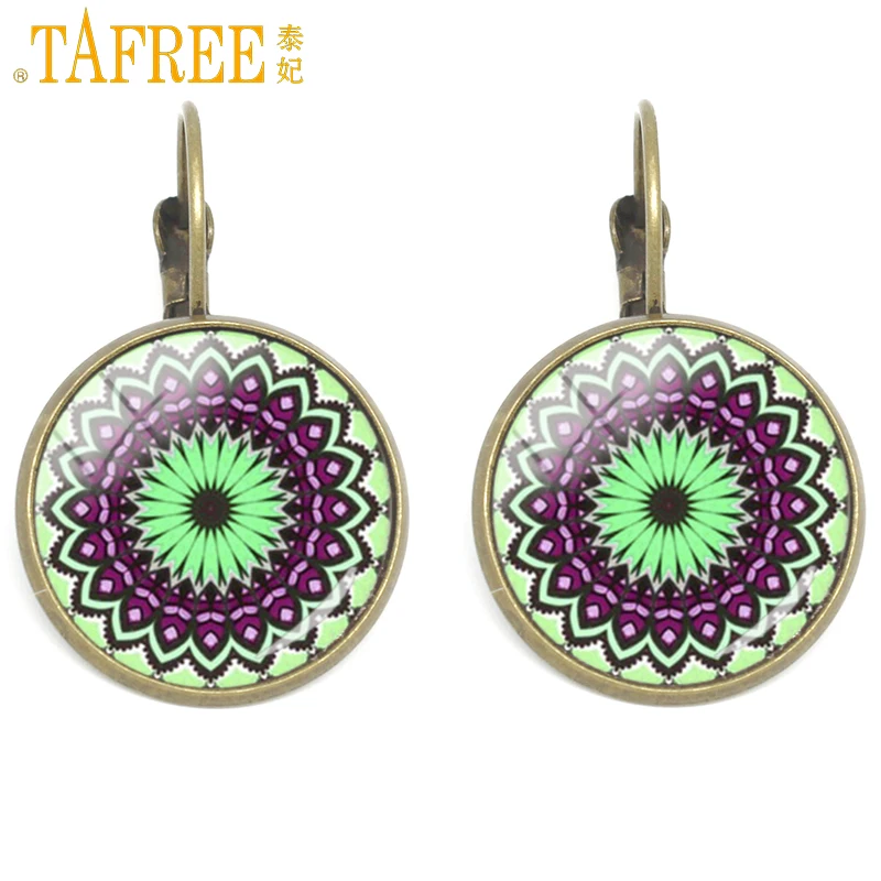 

TAFREE Handmade Earrings oorbellen Vintage Flower Mandala Buddhism Yoga Jewelry For Women ear cuff clip on earrings CT345