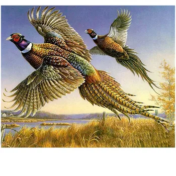 

Diamond Mosaic Diy 3D Diamond Embroidery Flying Two Pheasants Diamond Painting Cross Stitch Floral Rhinestone Decoration Sticker