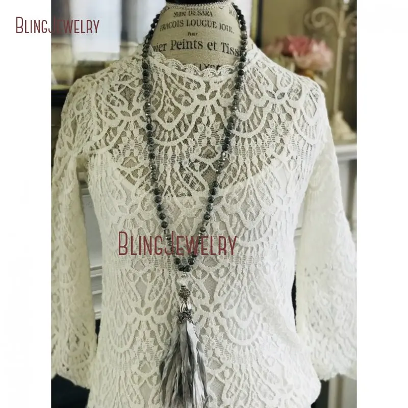 20190410-NM24967-black grey sari silk tassel jewelry statement necklace fun accessory desig_3