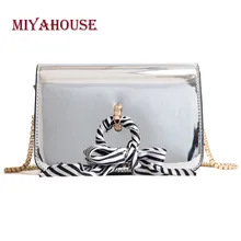 

Miyahouse Patent Leather Fashion Shoulder Bag Ribbons Design Messenger Bag With Chain For Female Korean Style Crossbody Bag