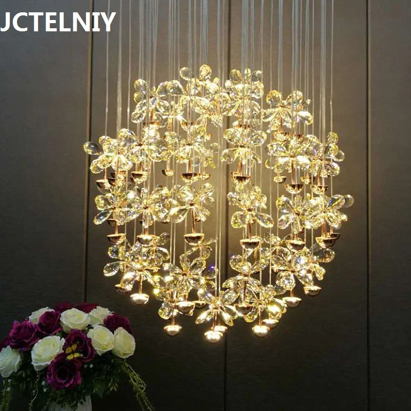 

2017 new modern chandelier LED crystal lamps long pendant chandelier lustres de cristal kronleuchter stair chandelier