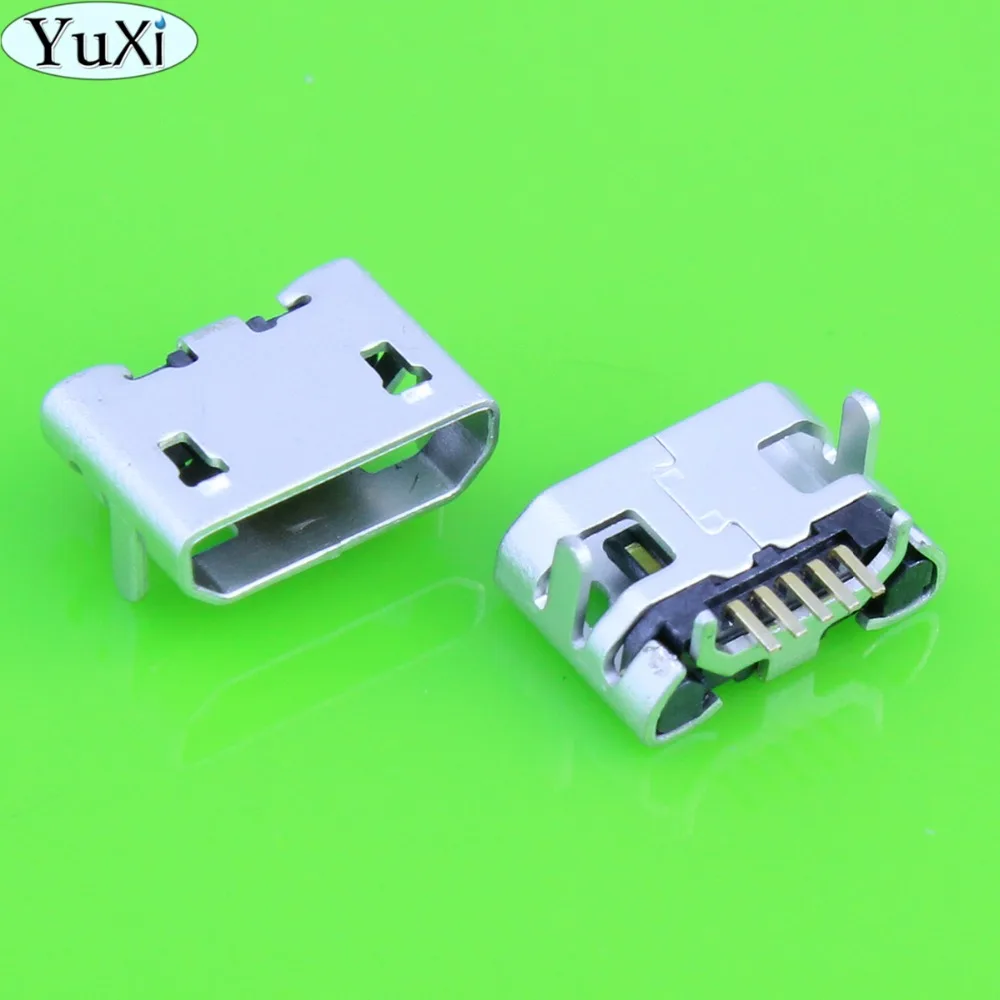 

YuXi 200pcs/lor Micro USB 5pin Long Pin Jack Female Socket Connector OX Horn Plain Mouth for Tail Charging Mobile Phone