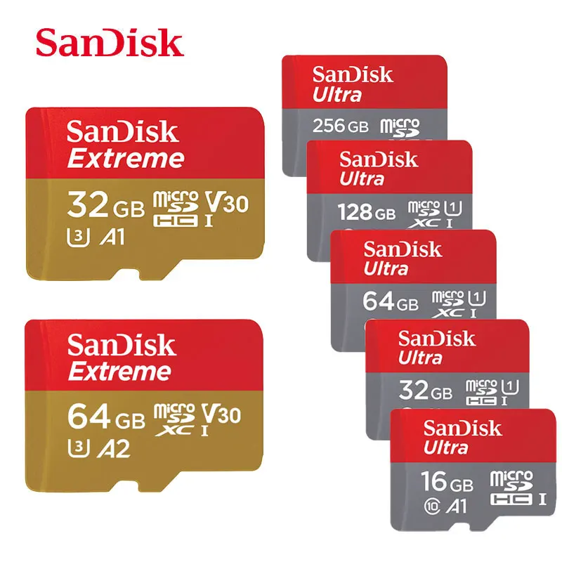Tarjeta de memoria SanDisk Micro SD de 128GB 200GB 256GB 64GB 32GB 16GB Clase 10 UHS-1 SDHC/SDXC máx. 100 M/s TF Trans Flash Mikro tarjeta