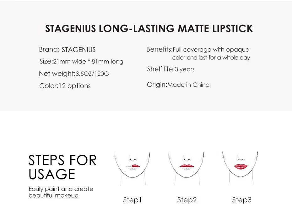 STAGENIUS, матовая губная помада, новинка, Moisuturizer, высокая пигментная губная помада, макияж, сексуальная красота, губы для женщин, косметический бренд focallure