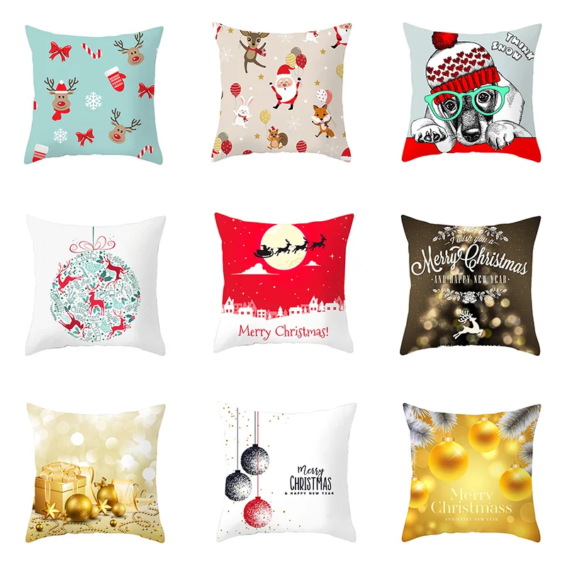 

2018 Christmas Pillow Case Pillow Covers New Year Home Decorative Pillowcase Textile Living Room
