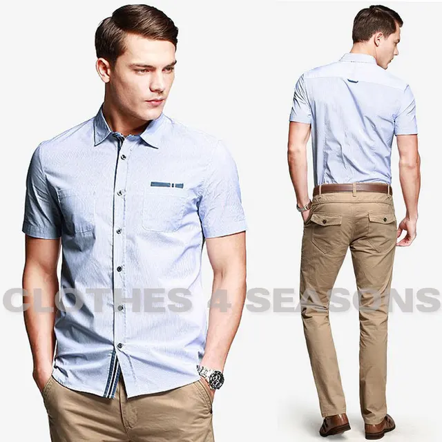 New Brand 2014 England Style Men Fashion Shirts Casual Short Sleeve Stripe High Quality New Brand 2014 England Style Men Fashion Shirts Casual Short Sleeve Stripe High Quality