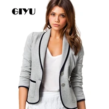 GIYU 5XL Autumn Women Patchwork Casual Blazer Long Sleeve Jackets Pockets Tops Casual Single Breasted Plus Size camiseta mujer