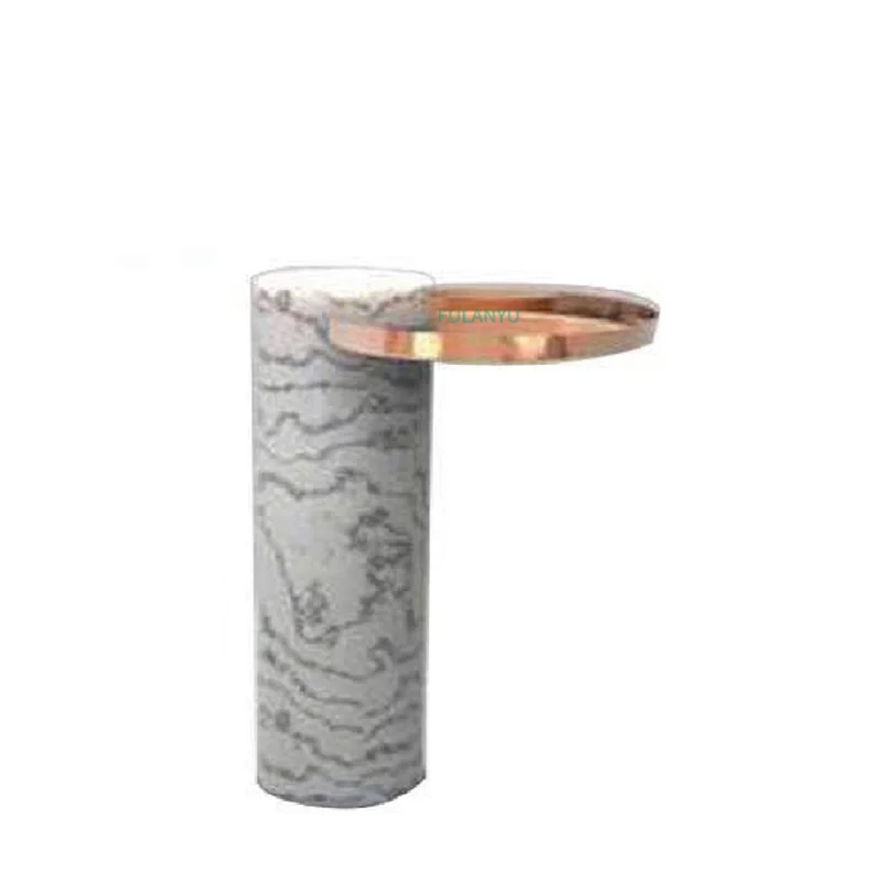

Marble Pillar Round Coffee Table Italian Style Simple Style Fashion