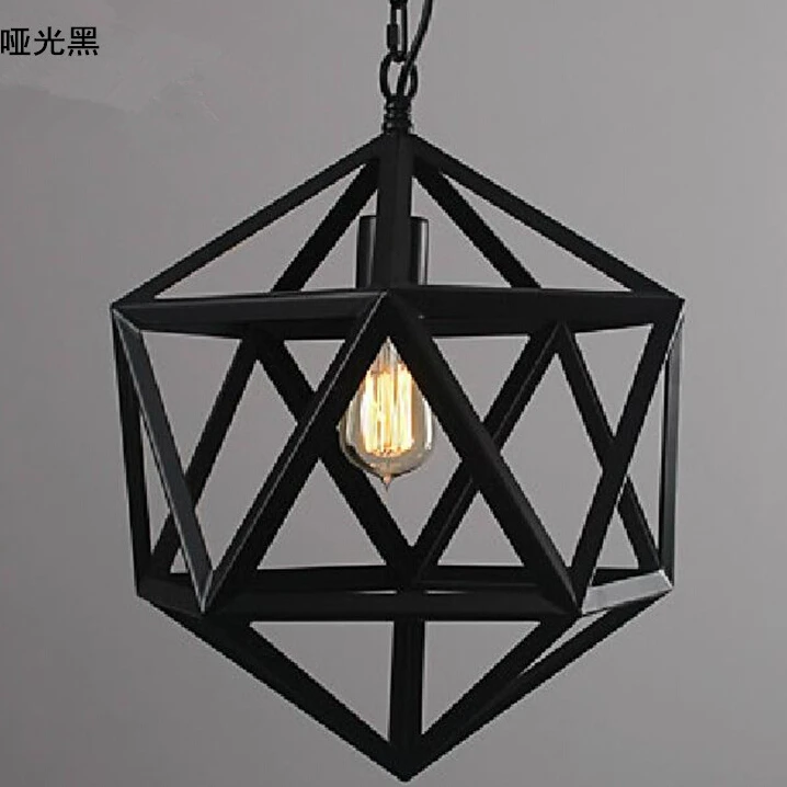 Free shipping  Loft North American country Restaurant Bar antique retro Edison Iron Chandelier chandelier hexahedron