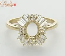 8x6mm Oval Natural 0.87t Diamond Solid 18k Yellow Gold Wedding Semi Mount Ring
