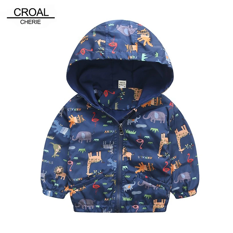 

90-120cm Animal Baby Girls Jacket Active Hooded Outerwear Coats Boys Kids Children Clothing Giraffe Printing Jacket Windbreaker