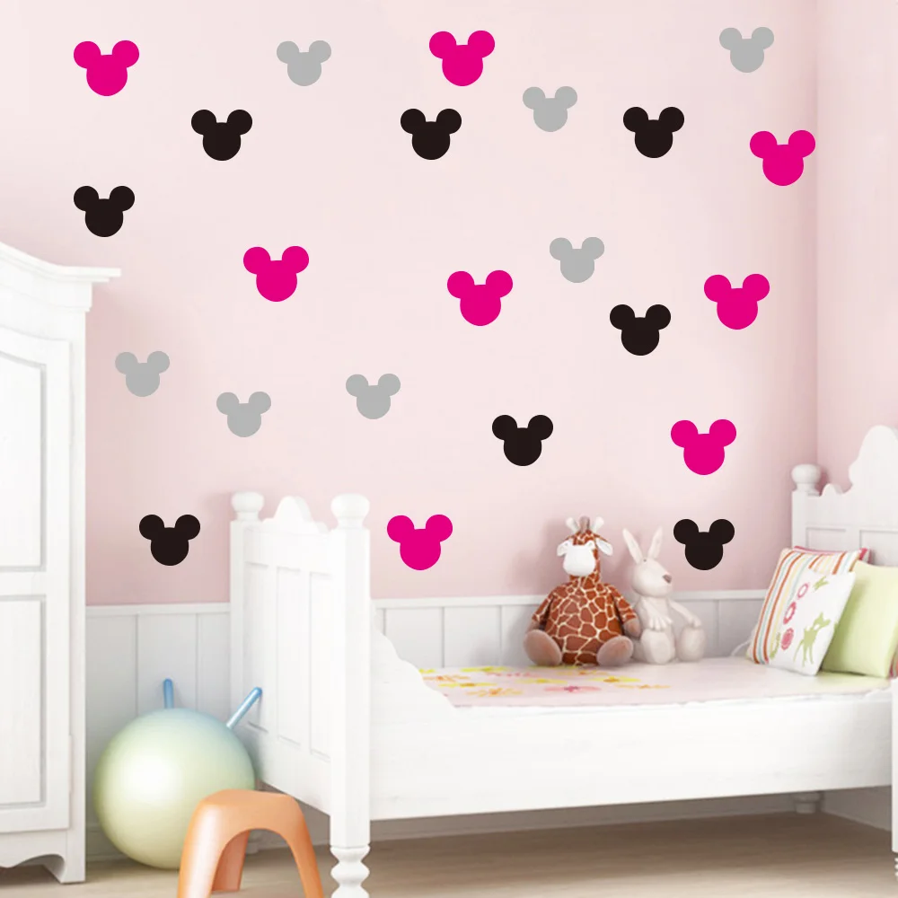 

20 Pcs/set Mickey Minnie mouse vinyl Wall Stickers For Kids Rooms Decoration Nursery wallstickers Decals Bedroom Decor Mural