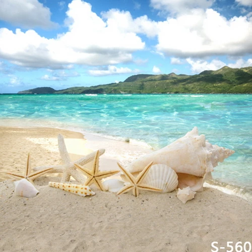 1861 18 De Réduction8x8ft île Verte Bleu Mer étoile De Mer Coquille Sable Plage Baie Personnalisé Photo Arrière Plans Studio Toile De Fond Vinyle