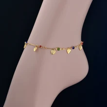 Tornozeleiras Para Mulheres Pé Jóias de ouro Coração Jóias Turco Colorido Banhado A Ouro Tornozeleira Pulseira Em Uma Perna 2016 Novo Por Atacado