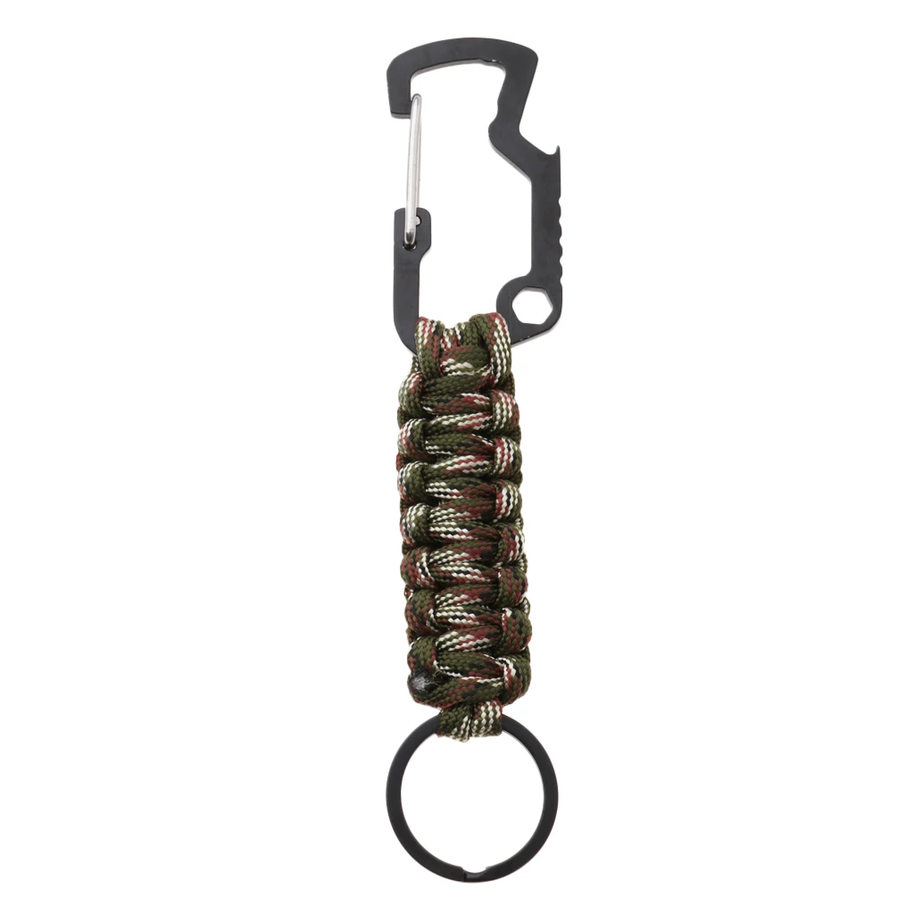 Molle Paracord Keychain Carabiner Hook Braided Lanyard Utility Kit  Molle Key Ring Holder Belt Clip Buckle Carabiner