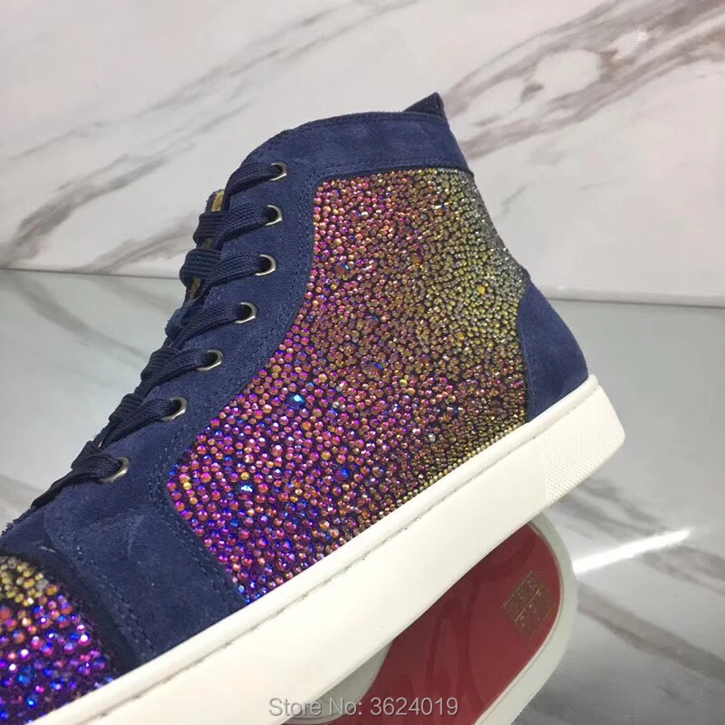 Diamant Cl De En Bleu Extérieure Andgz 2018 Mocassins Rouge Strass Cuir Chaussures Femme Lacets Cut Plat Fond À High Cristaux Swarovski xqSwff8