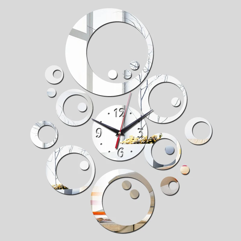 

2016 promotion hot sale quartz watch wall clock modern home decoration diy antique acrylic mirror Wall Stickers free shipping