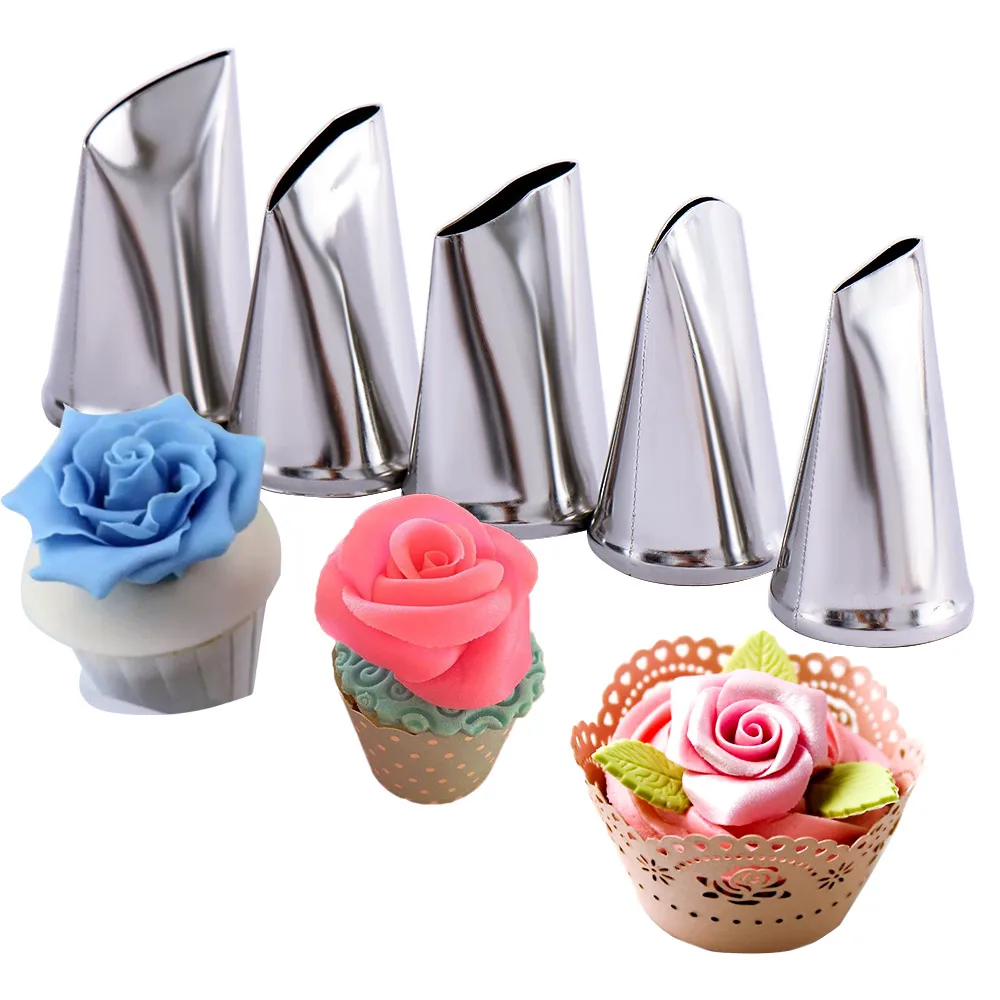 5pcs/set Cake Decorating Tips Set Cream Icing Piping Sugar craft Rose Nozzle Pastry Tools Fondant Decorating Tools 5pcs/set Cake Decorating Tips Set Cream Icing Piping Sugar craft Rose Nozzle Pastry Tools Fondant Decorating Tools