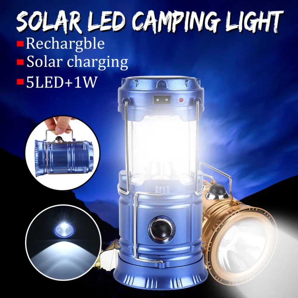 

LED Solar Powered Collapsible Flashlights Portable Lamp LED Rechargeable Hand Lamp Hiking Camping Lantern Light Outdoor Lighting