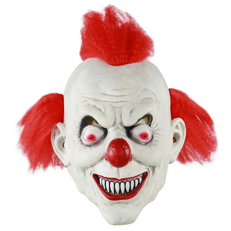 Ужас! Страшная маска клоуна на Хэллоуин, длинные волосы, призрак, страшная маска, реквизит, злобный призрак, хеджирующая маска зомби, реалистичные латексные маски