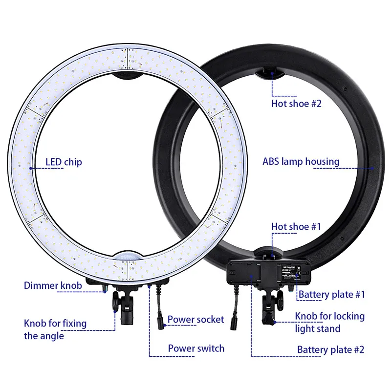 Fosoto камера фото студия телефон видео 1" 55 Вт 5500 к 240 светодиодный Фотосъемка с регулируемой яркостью кольцевой светильник кольцо для штатива лампа с батарейным отсеком
