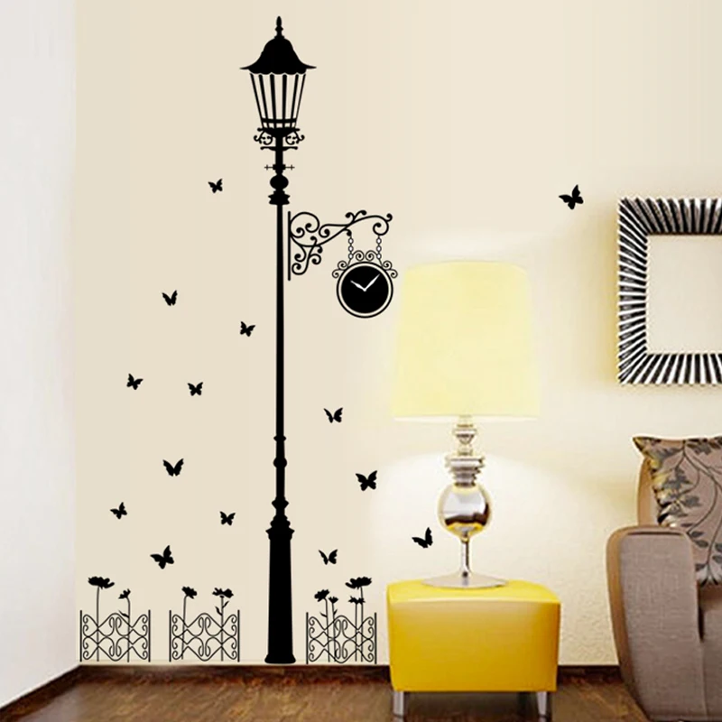 

Can remove the wall stickers Modern home sitting room corridor decorative stickers Street lamp TV setting wall wall paper