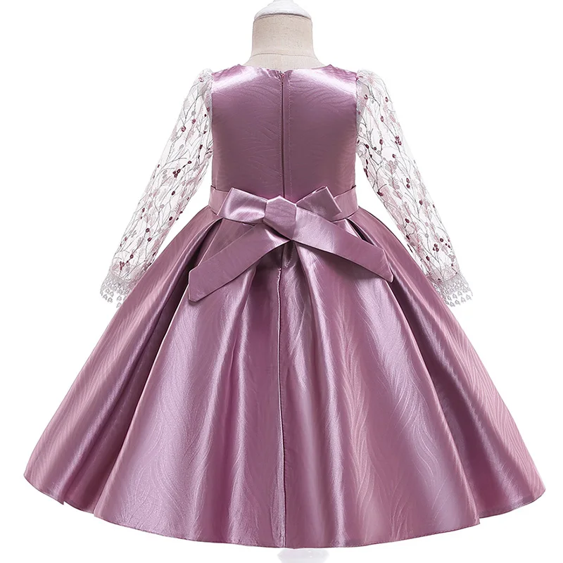 Розничная продажа, элегантное платье принцессы с цветочным кружевом и большим длинным бантом для девочек-подростков, нарядное платье для