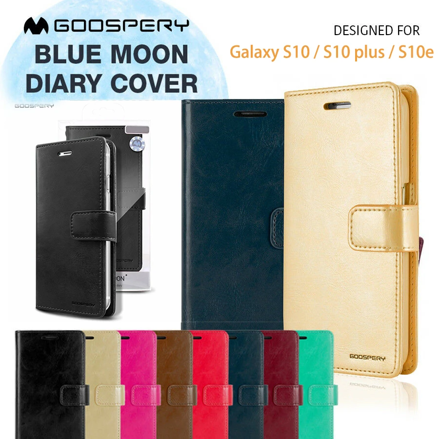 

Original Mercury Goospery Blue Moon Diary PU Leather Magnet Flip Wallet Case Cover For Samsung Galaxy S10 S10 Plus S10+ s10e