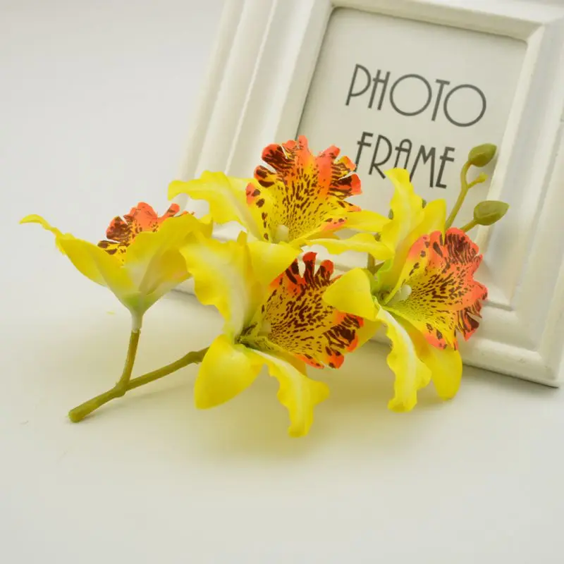 1 шт. Свадебные фаленопсис Баттерфляй моли искусственная Орхидея орхидеи цветы для украшения дома, оптовые продажи декоративные искусственные цветы - Цвет: yellow