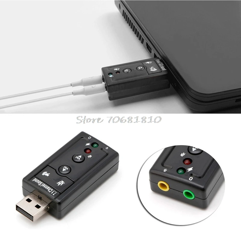 Внешний USB аудио адаптер звуковой карты Виртуальный 7 1 2 0 динамик с микрофоном 3 5