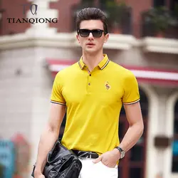 Тянь QIONG 2019 Новое поступление 3D вышивка Poloshirt модные для мужчин брендовая рубашка-поло мужские поло одежда высшего качества хлопковые