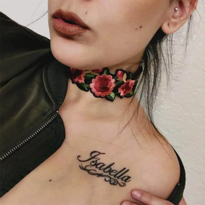 Maxi Bohème Boho Imprimé Fleur Femmes Tatouage Collier Ras