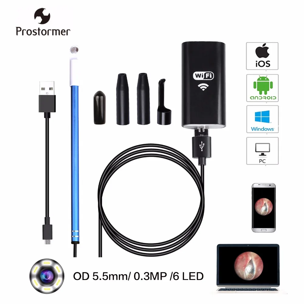 

Prostormer 5.5mm HD Visual Ear Cleaning Spoon Wifi Endoscope Android Camera Personal Health Care Otoscope Endoscopio iphone 19
